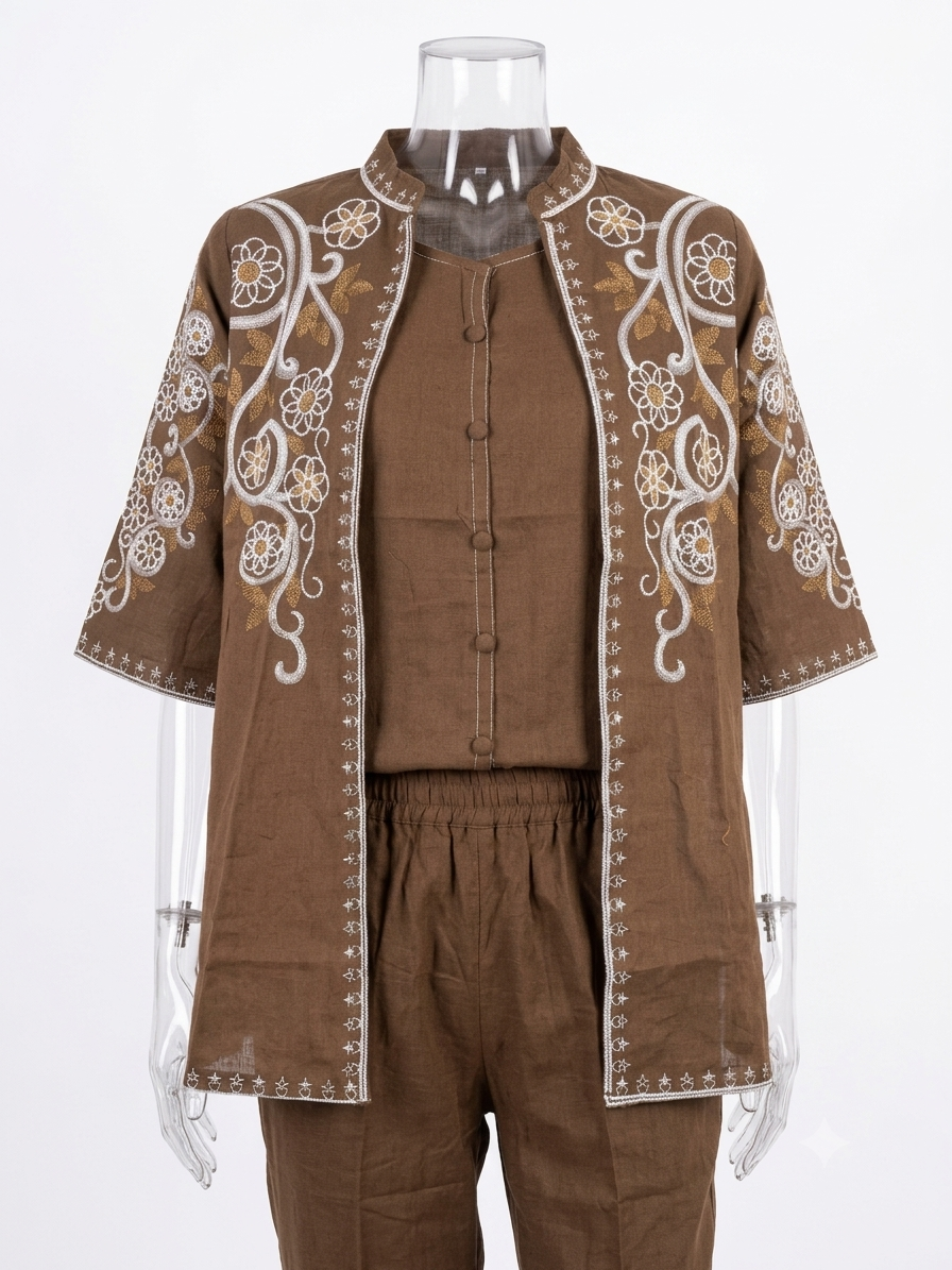 Keiara 3 Piece Embroidered Cotton Co-ord Set