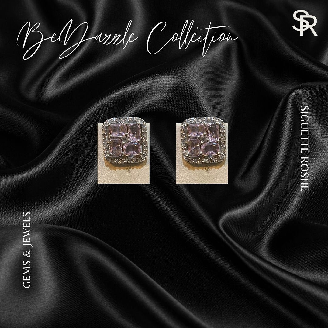 Evara Pink American Diamond Studs