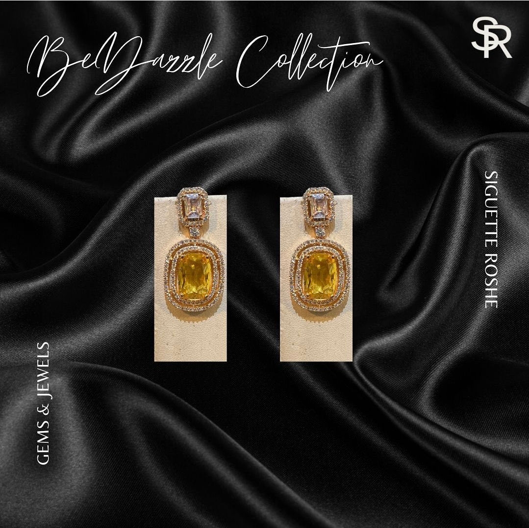 Ophilia Canary Drop Statement American Diamond Earrings