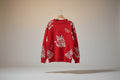 Red Knit Sweater with Dragon Motifs