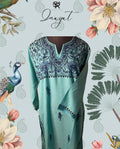 Peacock Blue Aari-Embroidered Cotton Kurti