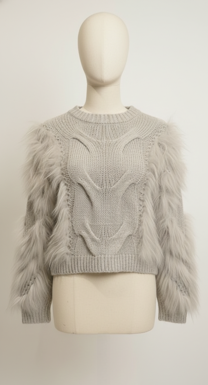 Sierra Gray Fur Sweater
