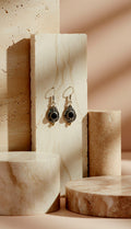 Oria Black Gemstone Classic Hoop Dropdown Earrings