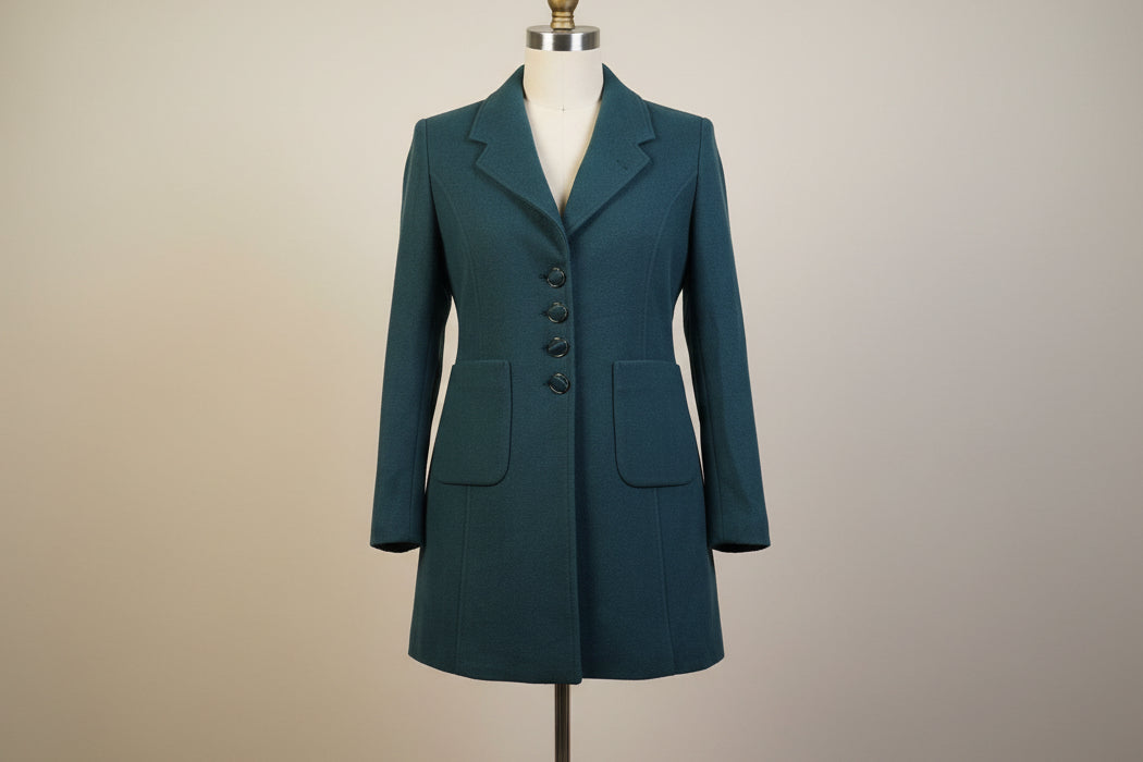 Pine Green Buttoned Down Blazer With Pockets