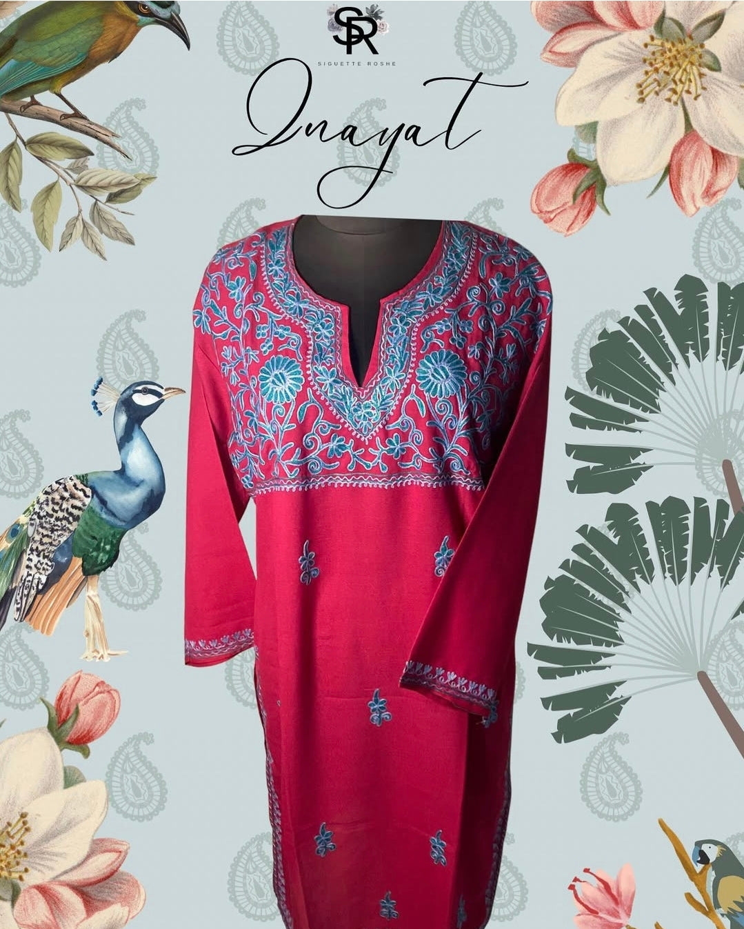 Magenta Aari-Embroidered Cotton Kurti