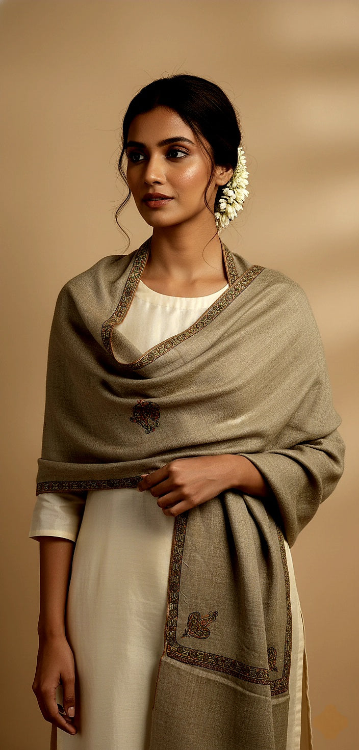 Jahaan Pure Pashmina Shawl with Intricate Sozni Embroidery