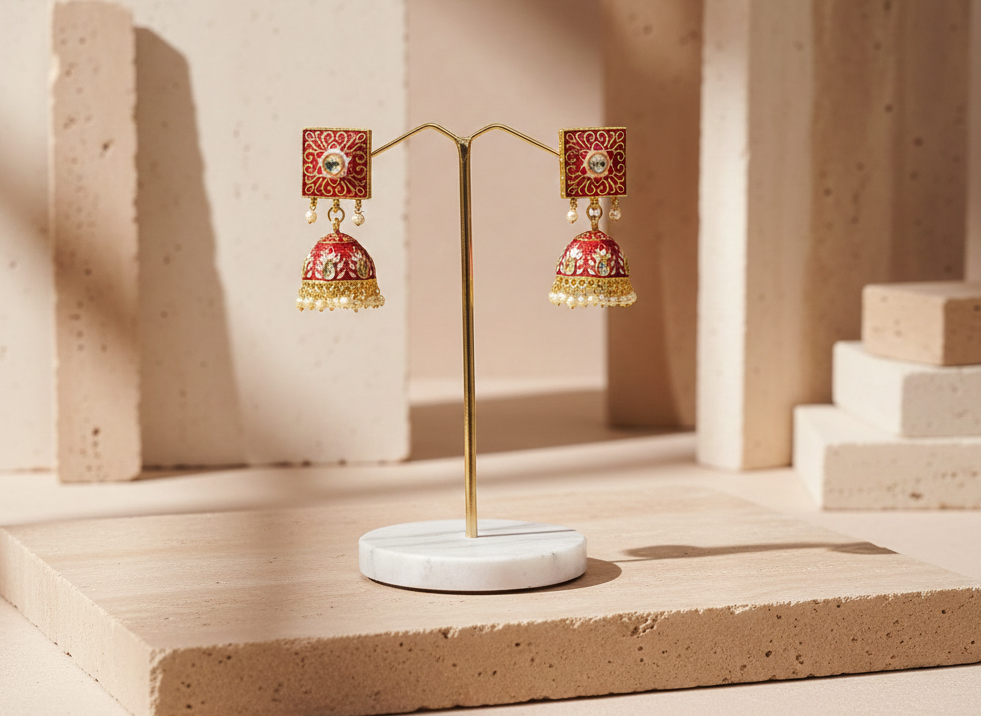 Peony Kundan Jhumkas