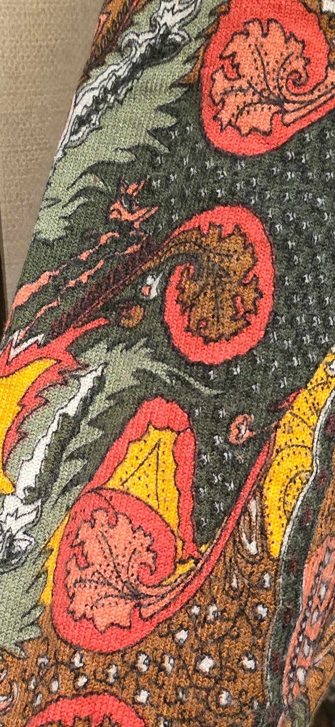 Paisley Red Sweater With Silk Sleeve Detailing