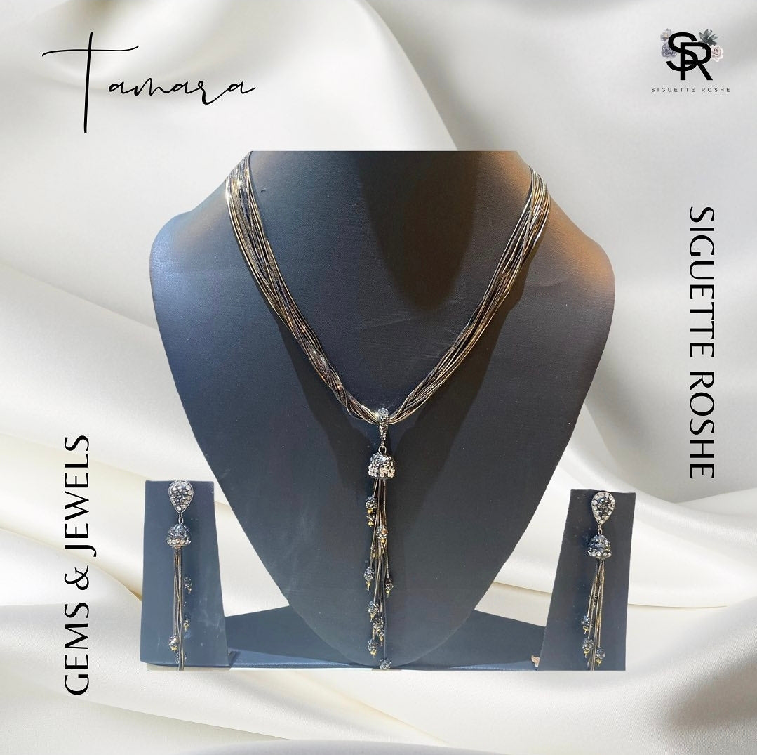 Tamara Layered Necklace With Drop earrings